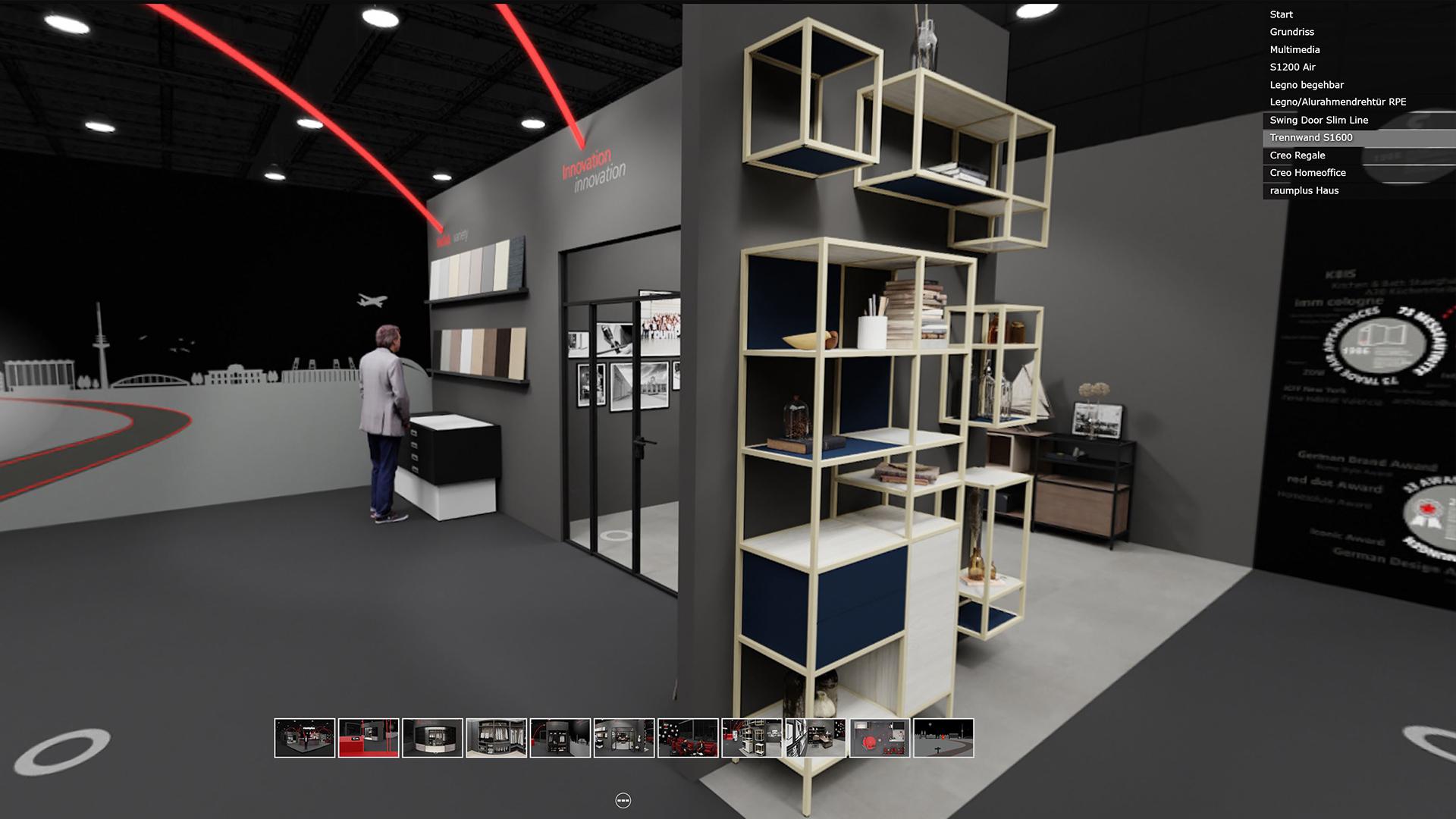 3d-virtueller-messestand Eine 3D Produktvisualisierung einer Leuchte im Raum